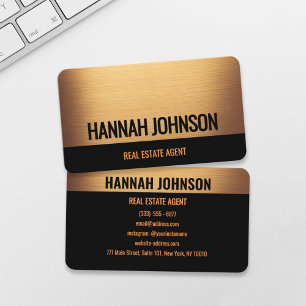 Elegante Black & Warm Gold Metal Business Card Visitenkarte