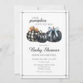Elegante Black Watercolor Pumpkin Baby Shower Einladung (Vorderseite)