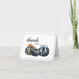 Elegante Black Watercolor Pumpkins Baby Dusche Dankeskarte