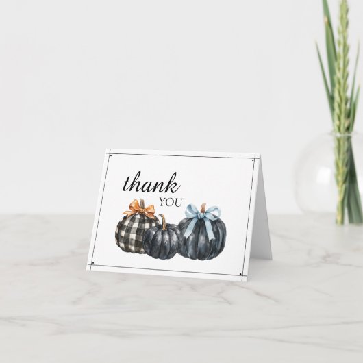 Elegante Black Watercolor Pumpkins Baby Dusche Dankeskarte (Vorderseite)