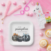 Elegante Black Watercolor Pumpkins Baby Dusche Pappteller (Party)