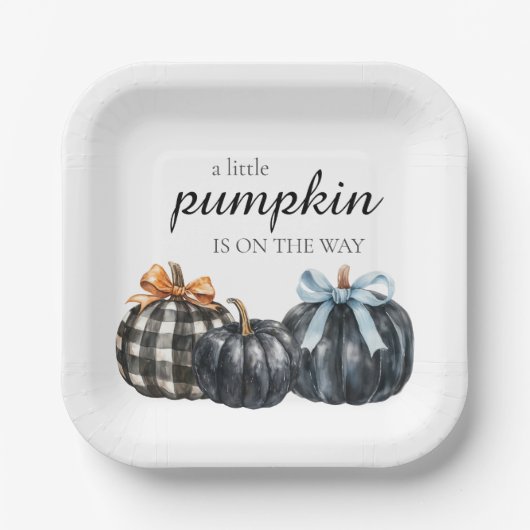 Elegante Black Watercolor Pumpkins Baby Dusche Pappteller (Vorderseite)