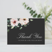 Elegante Black Wedding Dankeskarte (Stehend Vorderseite)