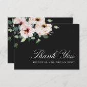 Elegante Black Wedding Dankeskarte (Vorne/Hinten)