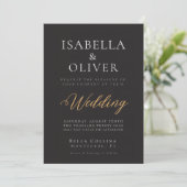 Elegante Black Wedding Einladung (Stehend Vorderseite)