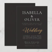 Elegante Black Wedding Einladung (Vorne/Hinten)