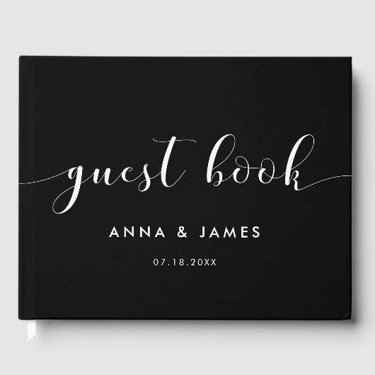 Elegante Black Wedding Gästebuch (Vorderseite)