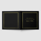 Elegante Black Wedding Modern Calligraphy Real Gol Gästebuch (Voll)