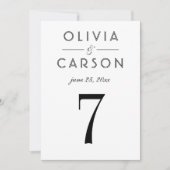 Elegante Black Wedding Monogram Tischnummer (Vorderseite)