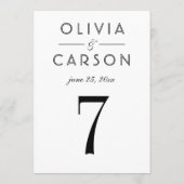 Elegante Black Wedding Monogram Tischnummer (Rückseite)