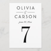 Elegante Black Wedding Monogram Tischnummer (Vorderseite)