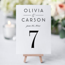 Elegante Black Wedding Monogram Tischnummer