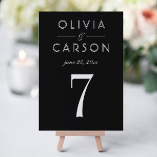 Elegante Black Wedding Monogram Tischnummer