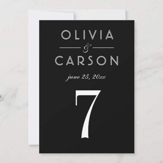 Elegante Black Wedding Monogram Tischnummer (Rückseite)