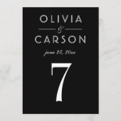 Elegante Black Wedding Monogram Tischnummer (Vorderseite)