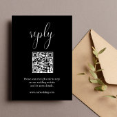 Elegante Black Wedding QR Code Antwort RSVP Karte
