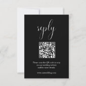 Elegante Black Wedding QR Code Antwort RSVP Karte (Vorderseite)