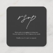 Elegante Black Wedding RSVP Karte mit QR Code (Vorderseite)