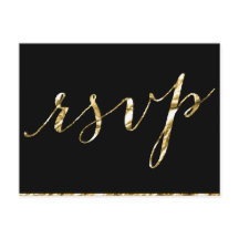 Elegante Black Wedding RSVP Postkarten