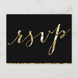 Elegante Black Wedding RSVP Postkarten