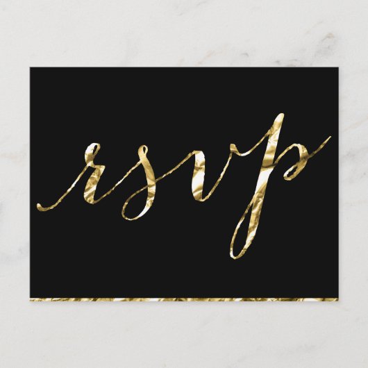 Elegante Black Wedding RSVP Postkarten (Vorderseite)