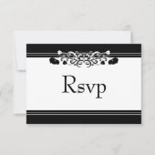 Elegante Black & Whiite Blüh Wedding RSVP Card (Vorderseite)