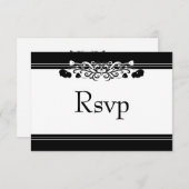 Elegante Black & Whiite Blüh Wedding RSVP Card (Vorne/Hinten)
