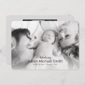 Elegante Black & White 2 Foto Geburtserklärung Einladung (Vorne/Hinten)