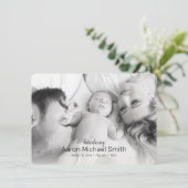 Elegante Black & White 2 Foto Geburtserklärung Einladung (Stehend Vorderseite)