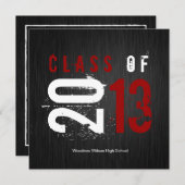 Elegante Black, White and Red Class 2013 Einladung (Vorne/Hinten)