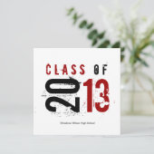 Elegante Black, White and Red Class 2013 Einladung (Stehend Vorderseite)