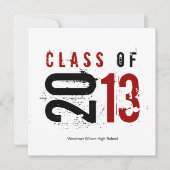 Elegante Black, White and Red Class 2013 Einladung (Vorderseite)