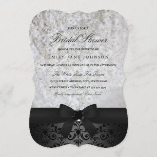 Elegante Black & White Bow Bridal Dusche Einladung