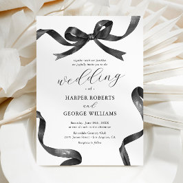 Elegante Black & White Bow Wedding Einladung