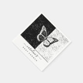 Elegante Black & White Butterfly Babydusche gepunk Serviette (Ecke)
