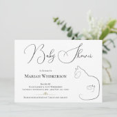 Elegante Black & White Cat Lover Kinderdusche Einladung (Stehend Vorderseite)