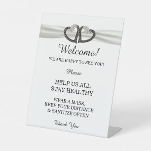 Elegante Black & White Diamond Hochzeitssicherheit Sockelschild