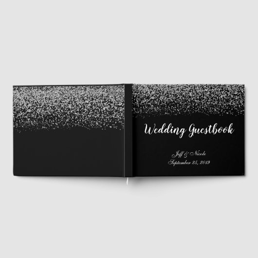Elegante Black & White Diamond Wedding Gästebuch (Voll)