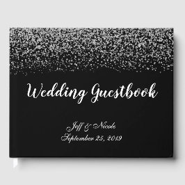 Elegante Black & White Diamond Wedding Gästebuch