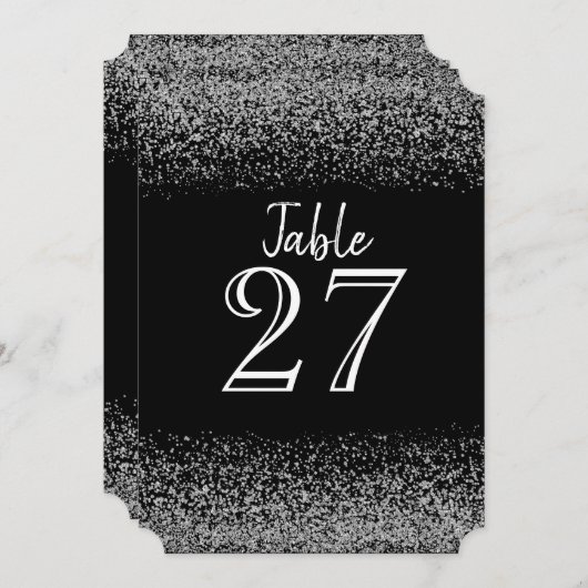 Elegante Black & White Diamond Wedding Table Card Einladung (Vorne/Hinten)
