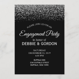 Elegante Black & White Diamond Wedding Verlobung Einladung