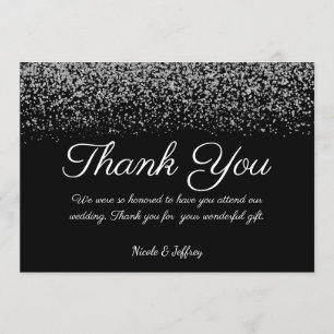 Elegante Black & White Diamond Wedding Vielen Dank Dankeskarte