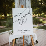 Elegante Black & White Engagement Party Willkommen Poster<br><div class="desc">Moderne Kalligraphie Wir sind Verlobter "Engagement Party Foam Board"</div>