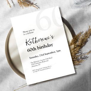 Elegante Black & White Simple 60. Geburtstagsparty Einladung