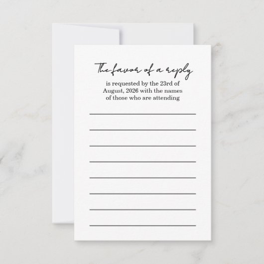 Elegante Black & White Wedding Response Karte (Vorderseite)