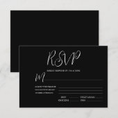 Elegante Black & White Wedding RSVP Karte (Vorne/Hinten)