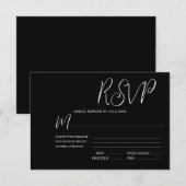 Elegante Black & White Wedding RSVP Karte (Vorne/Hinten)
