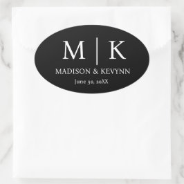 Elegante Black & White Wedding Umschlag Aufkleber