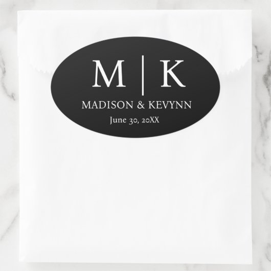 Elegante Black & White Wedding Umschlag Aufkleber (Tasche)