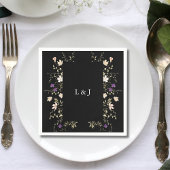 Elegante Black Wildblumen Floral Wedding Napkin Serviette